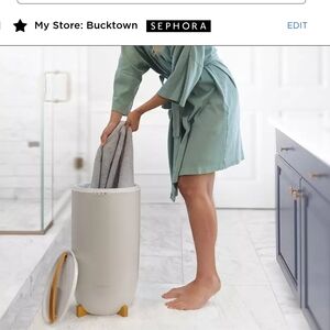 Beige Laundry Hamper with Wooden Legs